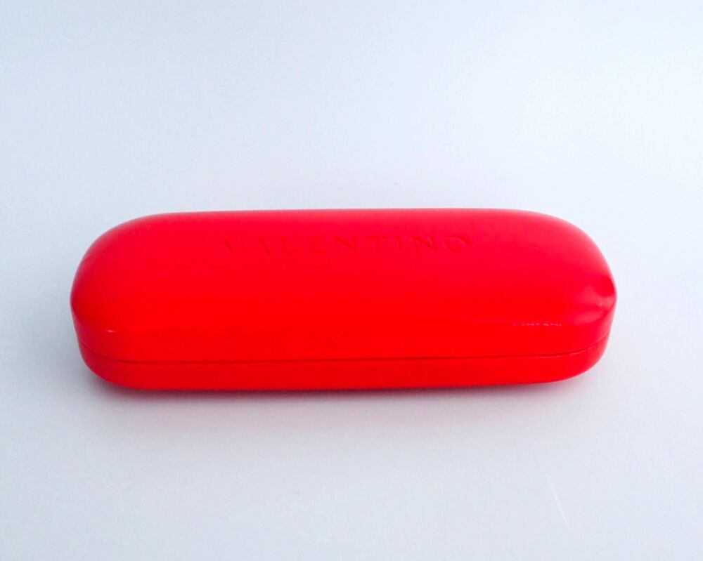 Valentino Cherry Red Eyeglasses Sunglass Hard Shell Leather Clamshell Case Italy